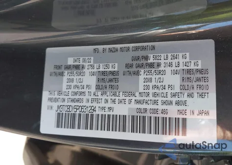 2023 Mazda Cx-9 Grand Touring z USA, uszkodzony, nr VIN JM3TCBDY5P0631294